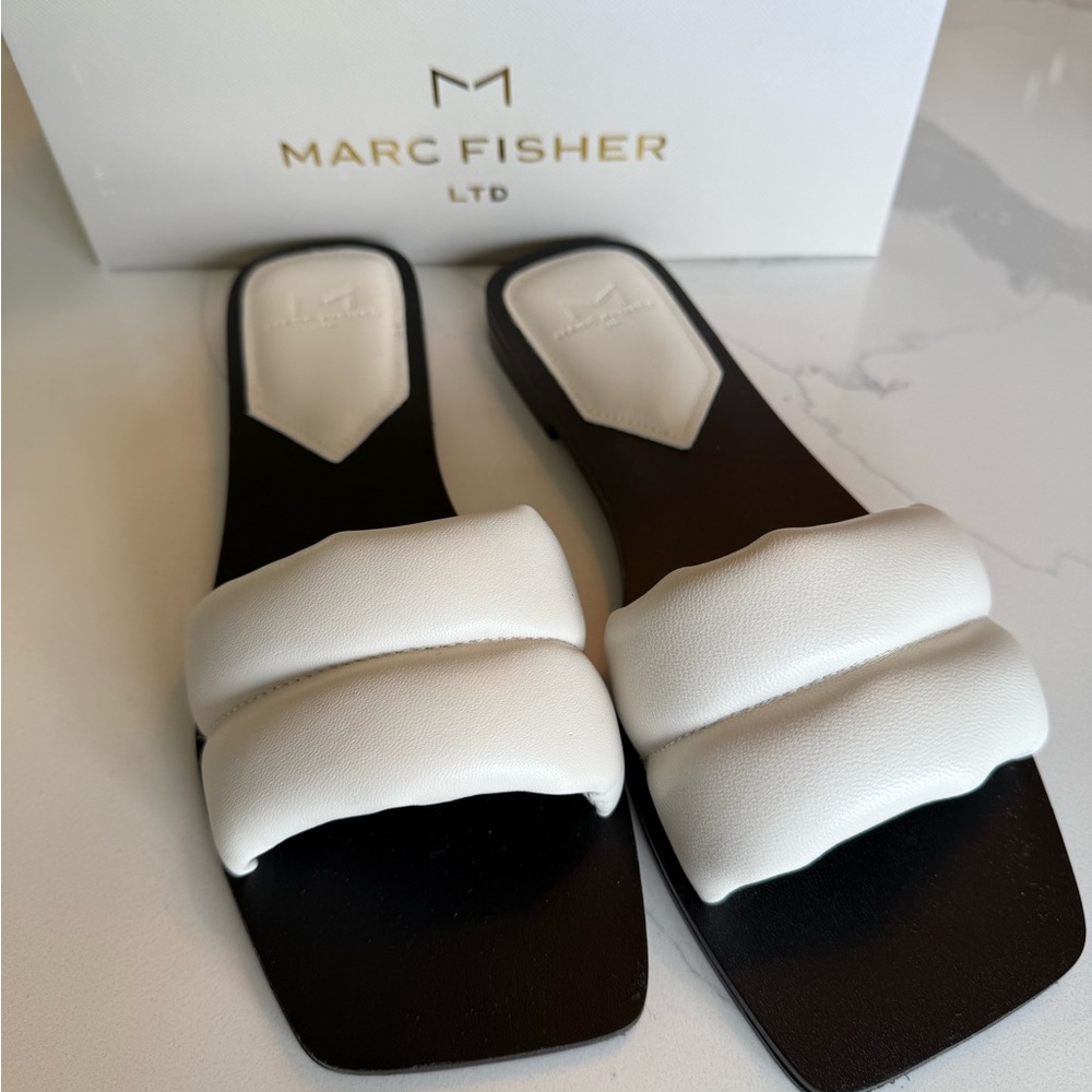 Marc Fisher Cream Slide Sandals